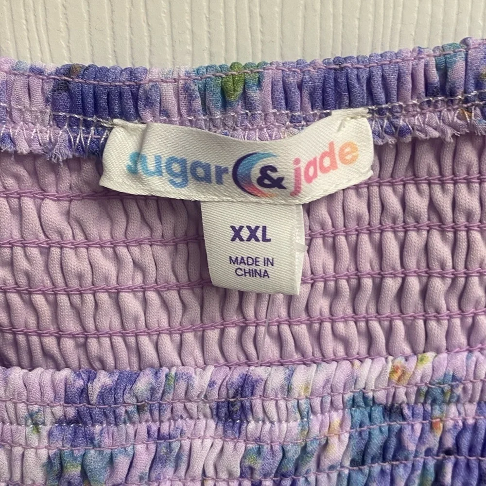 NWT Sugar & Jade Purple Print Smocked Dress Tween Girl Size XXL